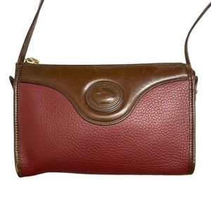 Dooney and Bourke burgandy red and brown crossbody bag talon zipper RARE
